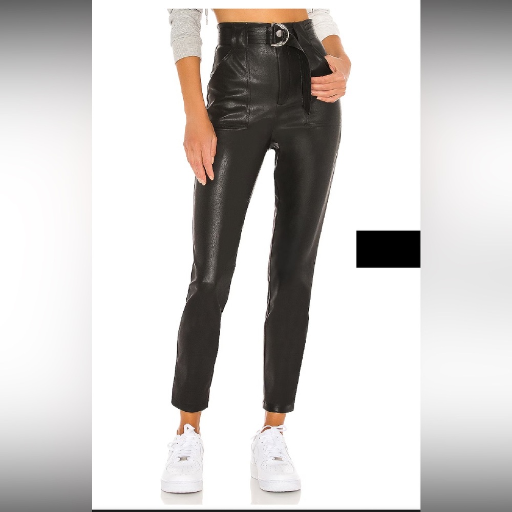 Superdown Black High-Waisted Faux Leather Pants